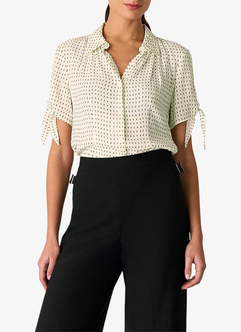 Whistles - Blouse met stippenprint - Bronsgroen