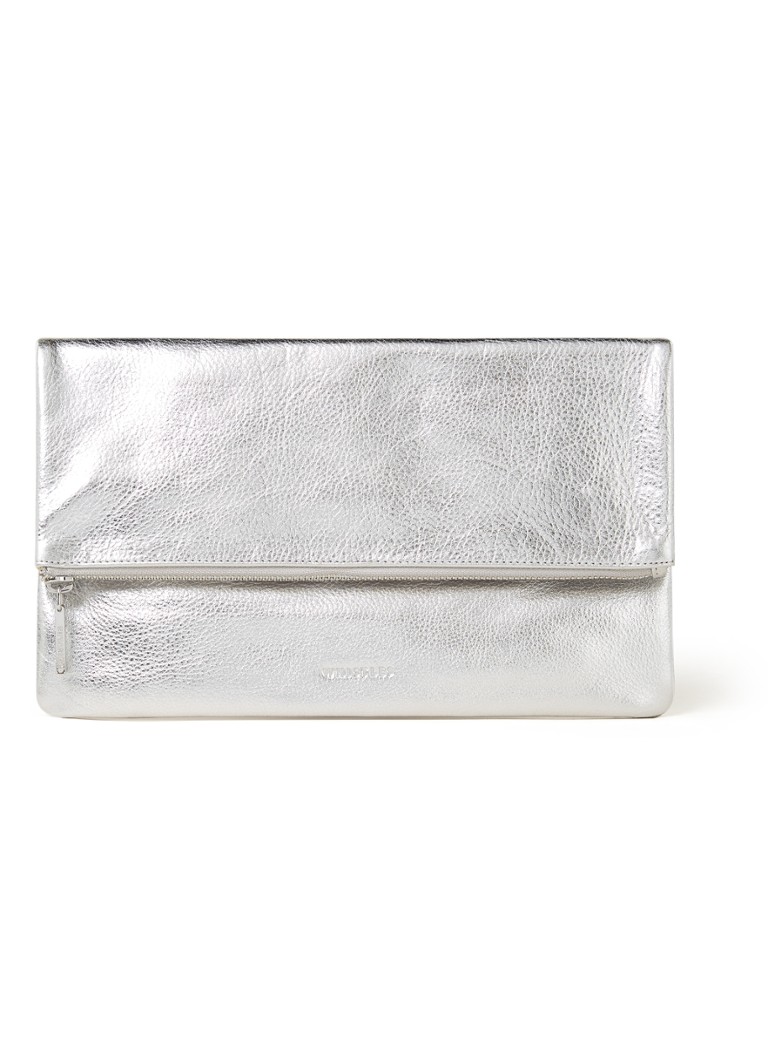 Whistles Chapel clutch van leer met metallic finish • Zilver • de Bijenkorf