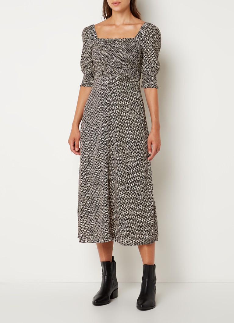 Whistles Clover midi blousejurk met smockwerk • Donkerblauw • de Bijenkorf