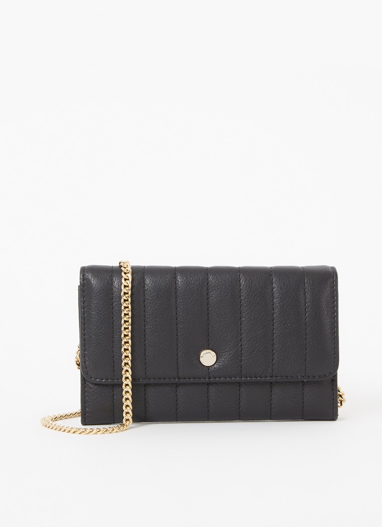 Whistles Elly chain clutch van quilted leer • Zwart • de Bijenkorf