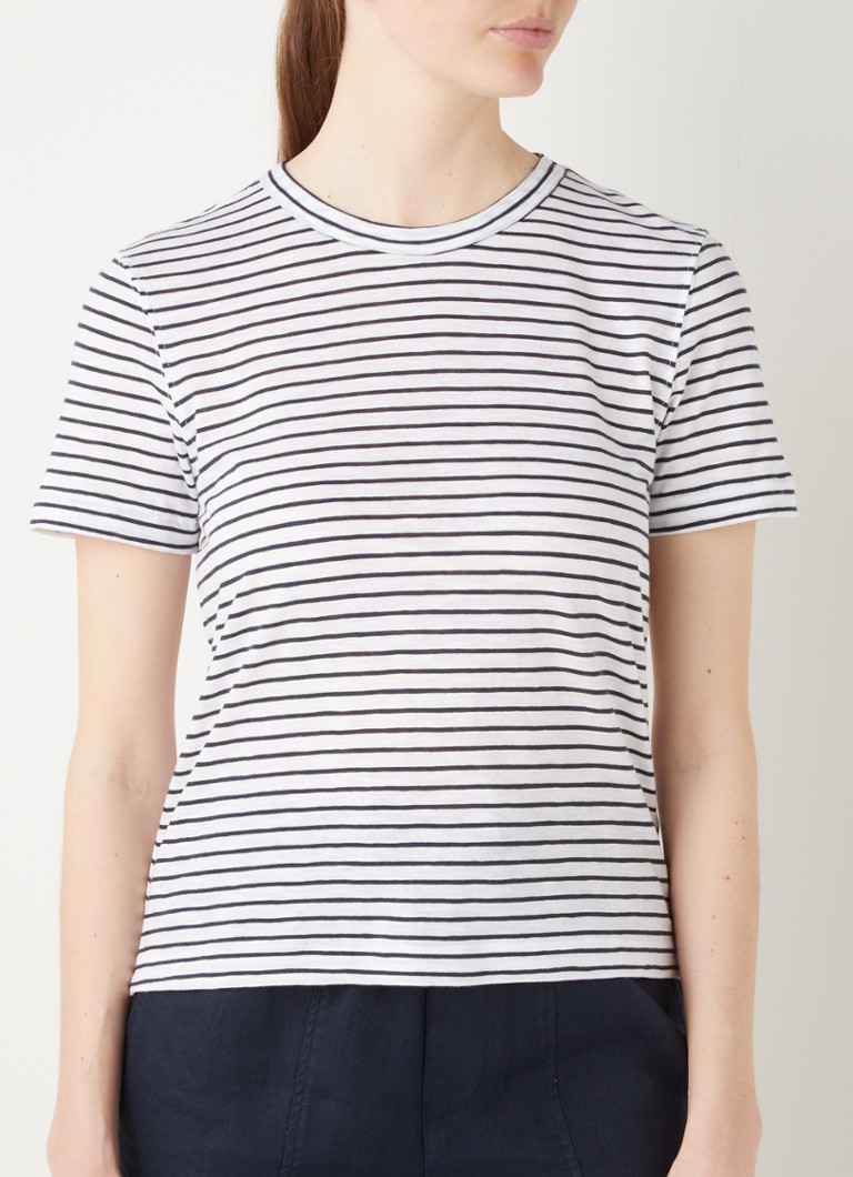 Whistles - Emily T-shirt met streepprint - Donkerblauw