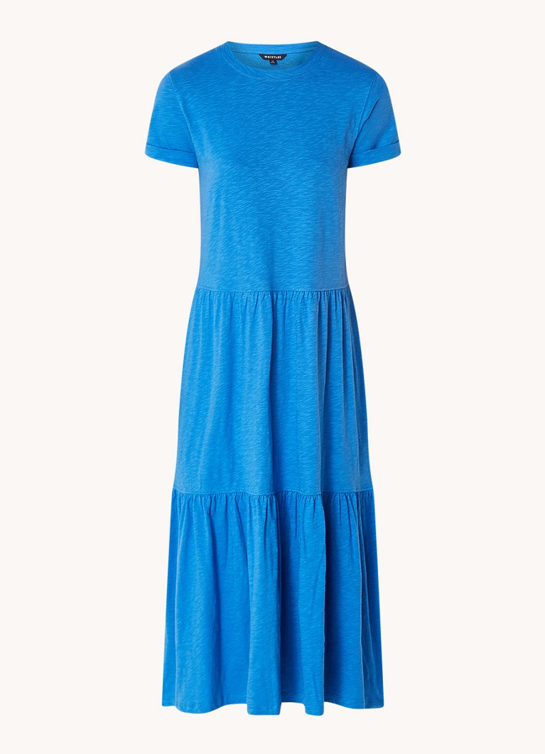 Whistles Gelaagde midi jurk van biologisch katoen • Blauw • de Bijenkorf