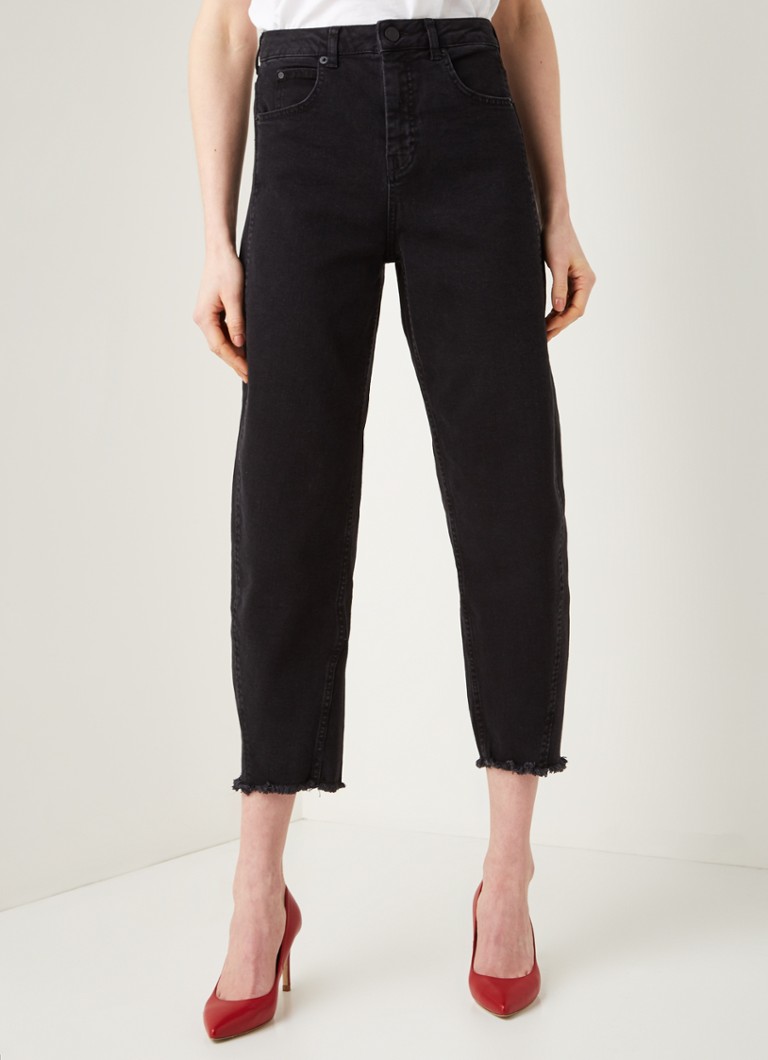 Whistles High waist tapered jeans met gerafelde zoom • Zwart • de Bijenkorf