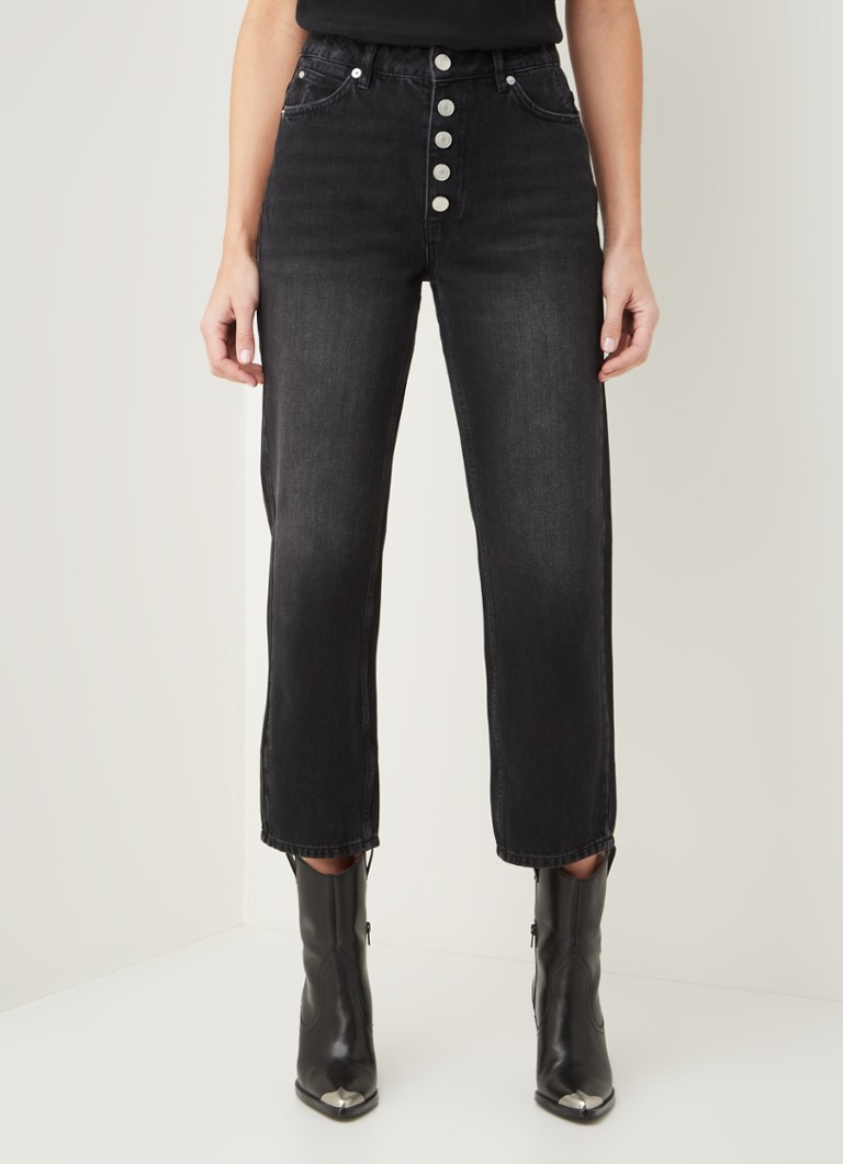 Whistles Hollie high waist straight leg cropped jeans • Zwart • de