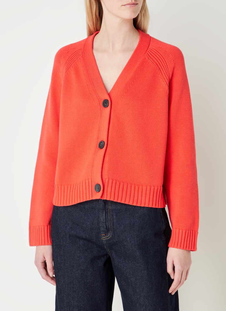 Whistles Karine fijngebreide vest met Vhals • Rood • de Bijenkorf