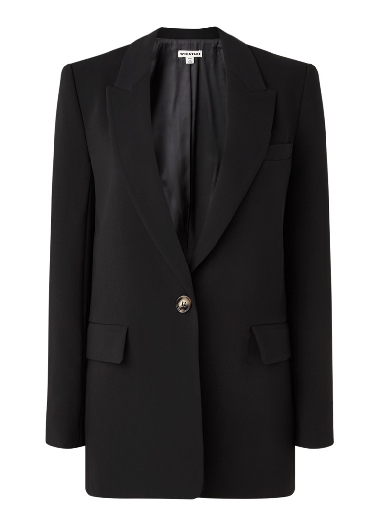 Whistles Longline blazer met klepzakken • Zwart • de Bijenkorf