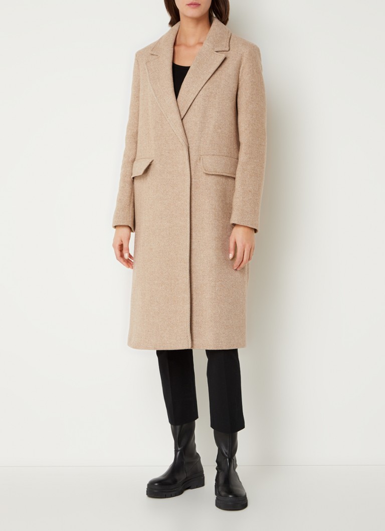 Whistles Mantel in wolblend met klepzakken • Camel • de Bijenkorf