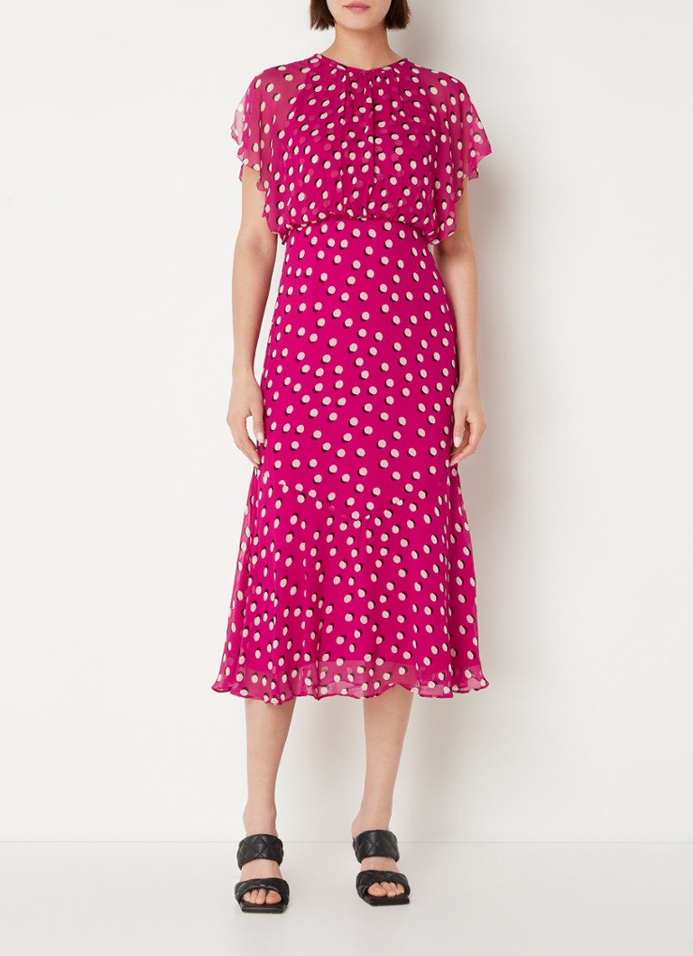 Whistles Midi tuniekjurk met stippenprint • Donkerroze • de Bijenkorf