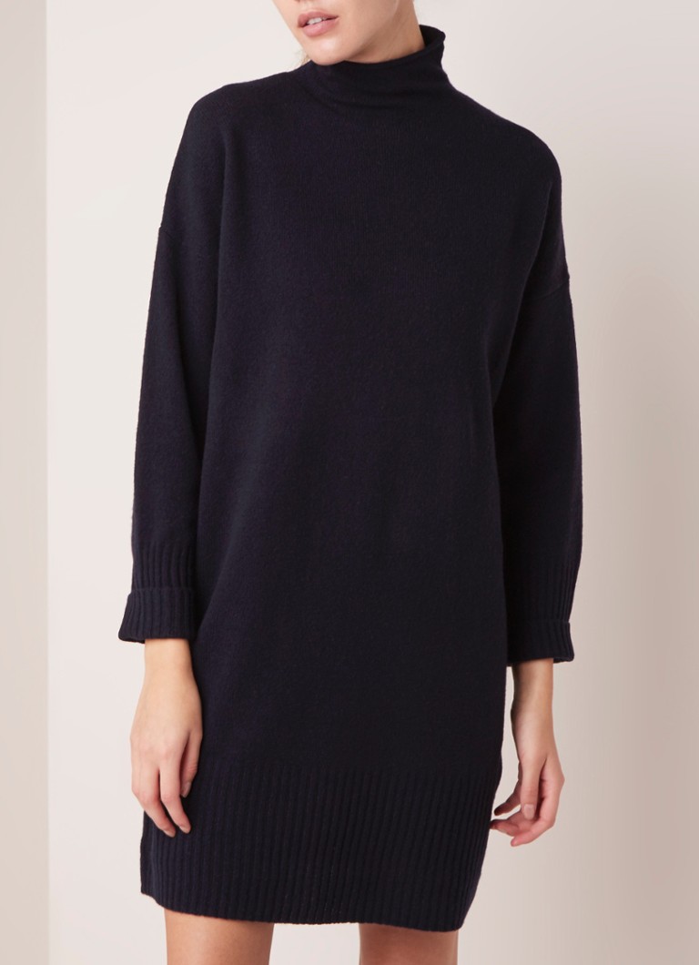 Whistles Oversized Trui Jurk Van Merino Wol Met Col Donkerblauw
