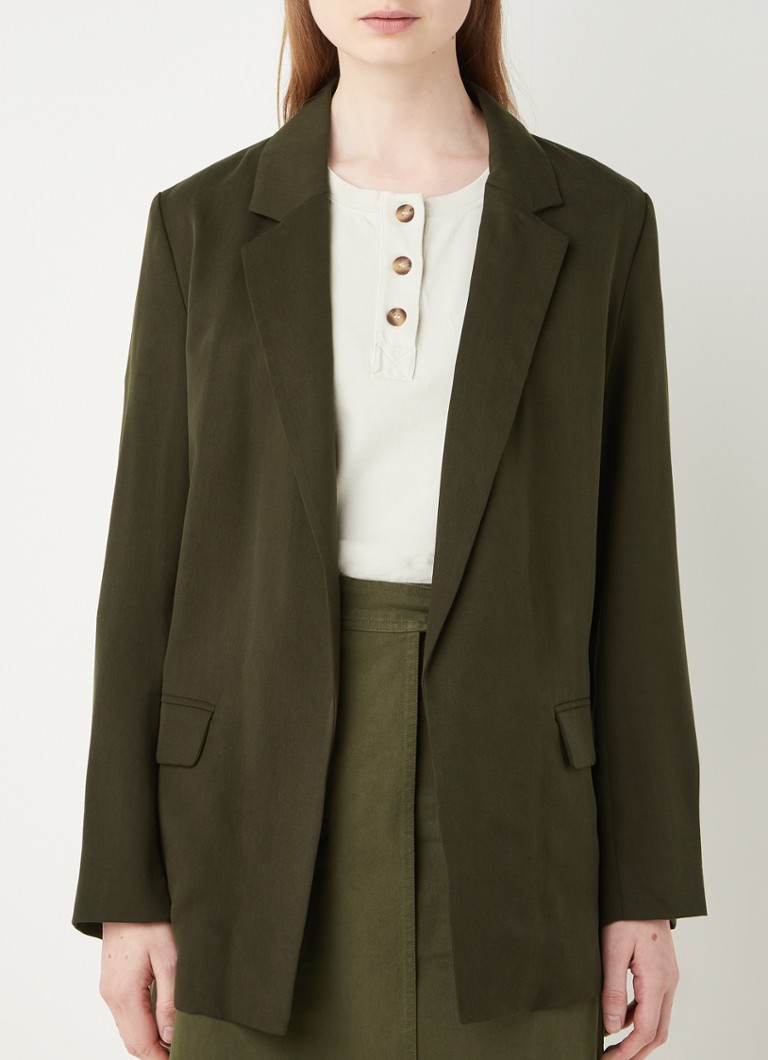 Whistles Rylee openvallende blazer van lyocell • Khaki • de Bijenkorf