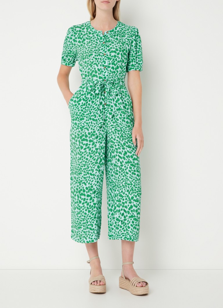 Whistles Smooth Leopard straight fit cropped jumpsuit met strikceintuur