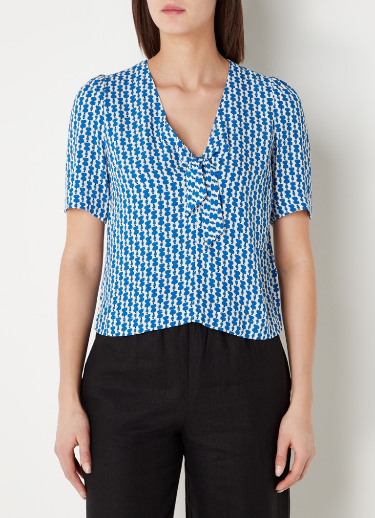 Whistles Vertical Stack tuniek met print en gestrikt detail • Blauw