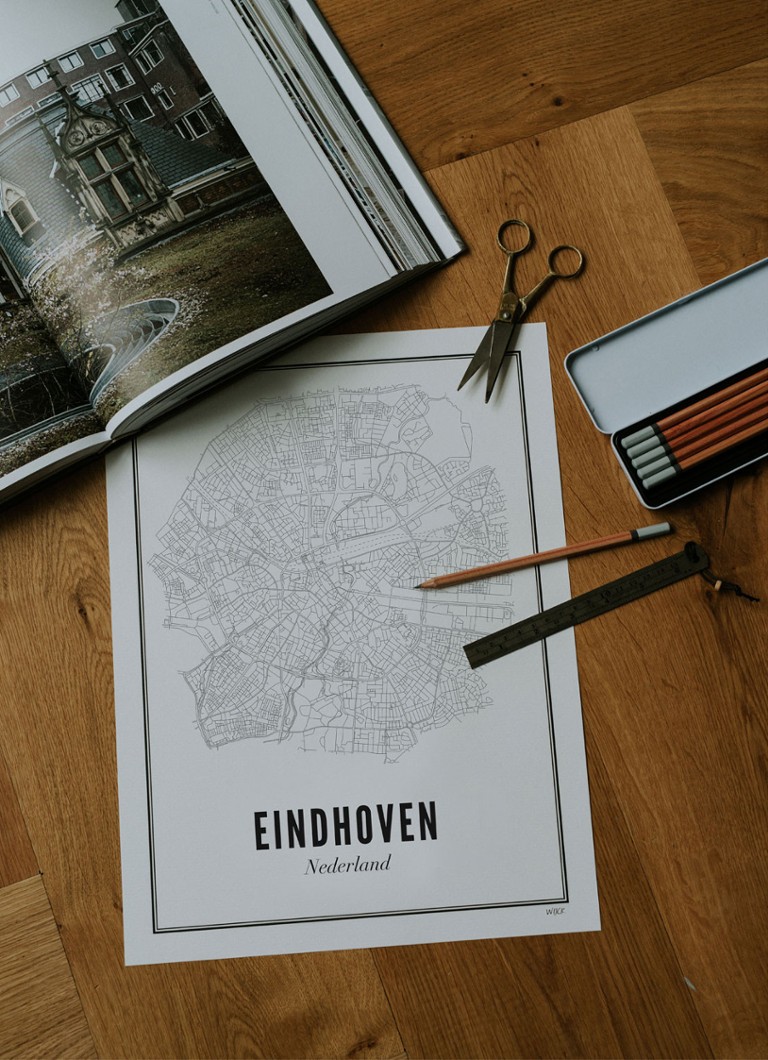 kaart Raar zuiger WIJCK. Eindhoven Stad print • Wit • de Bijenkorf