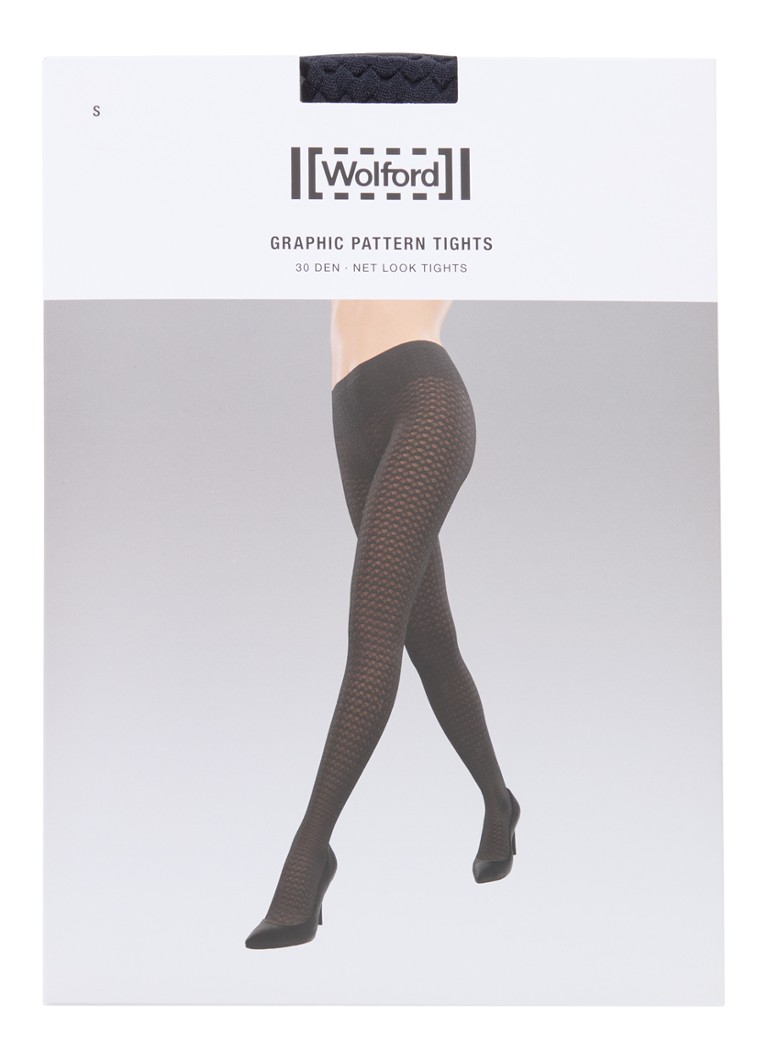 Wolford - Panty met grafische print in 30 denier - Donkerblauw