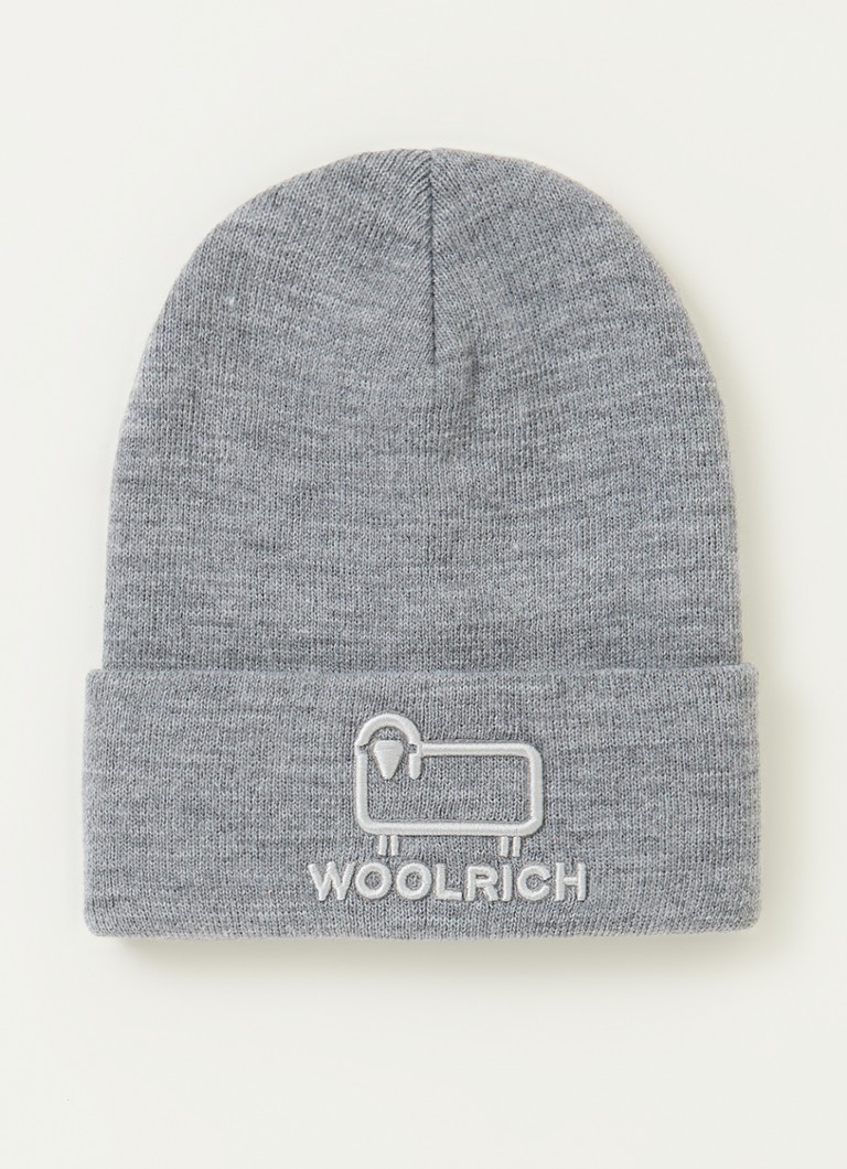 Woolrich Fijngebreide muts met logoborduring • Grijsmele • de Bijenkorf