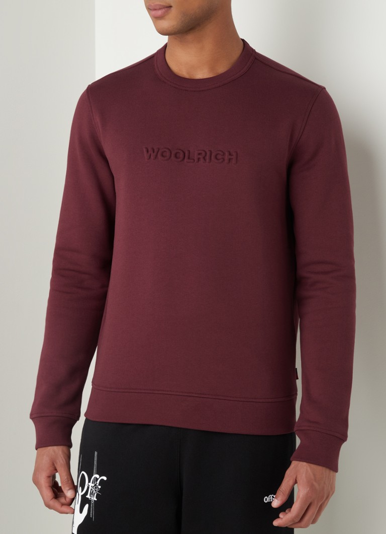 Woolrich Sweater logo Bordeauxrood • de Bijenkorf