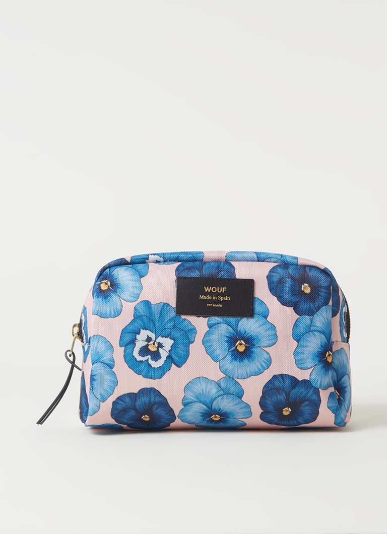 Wouf - Azur Big make-up tas met bloemenprint - Blauw