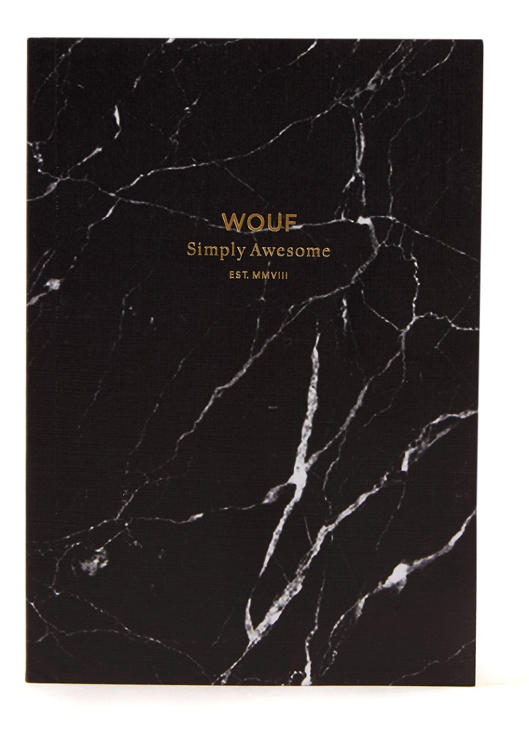 Wouf - Black Marble notitieboek A6 - Zwart