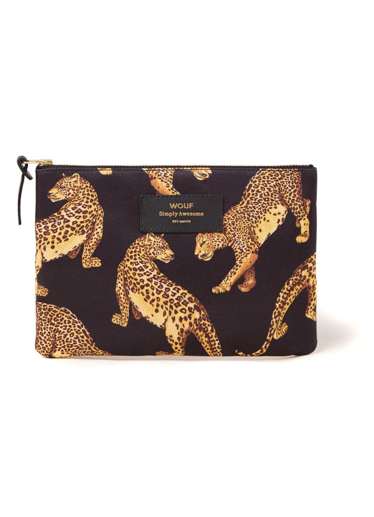 Wouf Leopard Toilettas Met Leren Details En Dessin Zwart De Bijenkorf