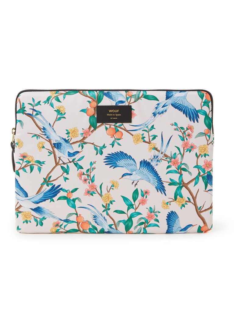Wouf - Phoenix laptophoes met print 13 inch  - Creme