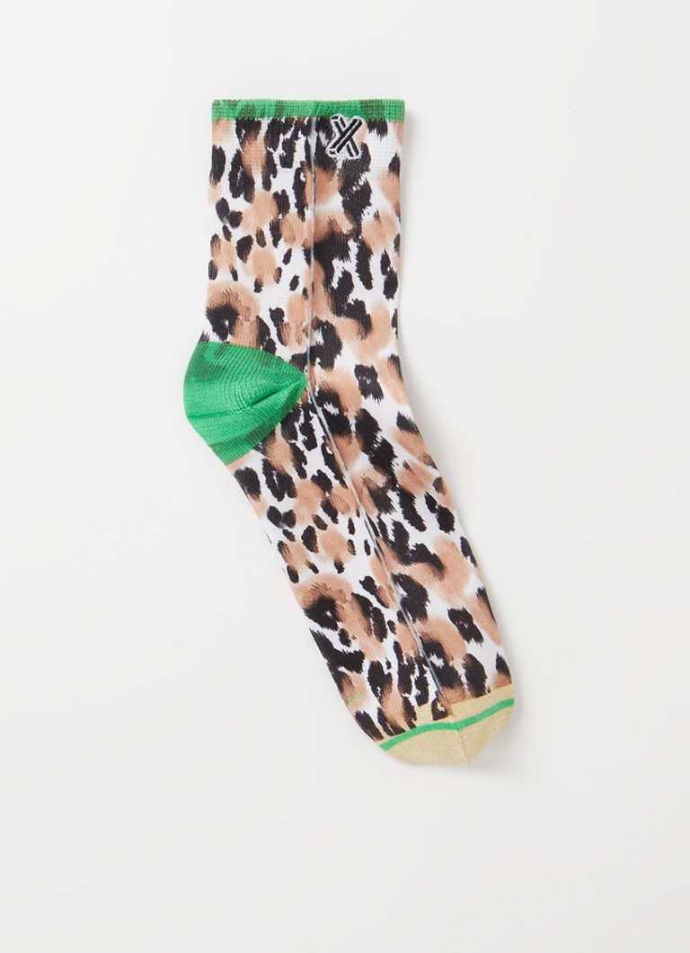 XPOOOS - Laila sokken met panterprint - Beige