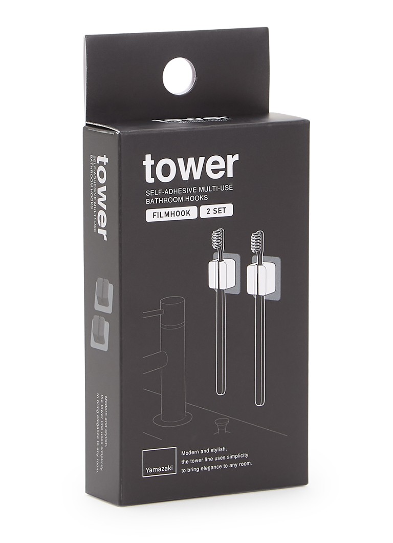 Yamazaki - Tower tandenborstelhouder 4,5 cm set van 2 - Zwart