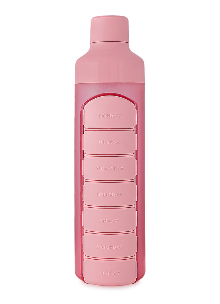 YOS - Bottle Weekly - waterfles & pillendoos - Roze