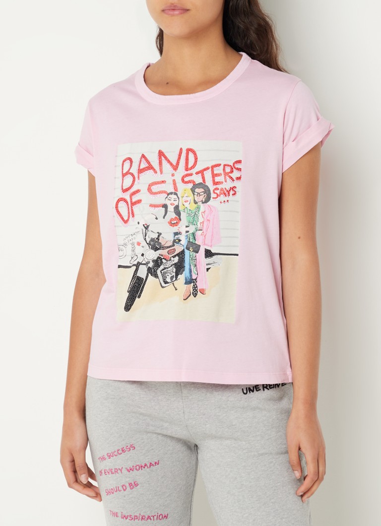 Zadig&Voltaire - Anya T-shirt met print en strass-decoratie - Roze