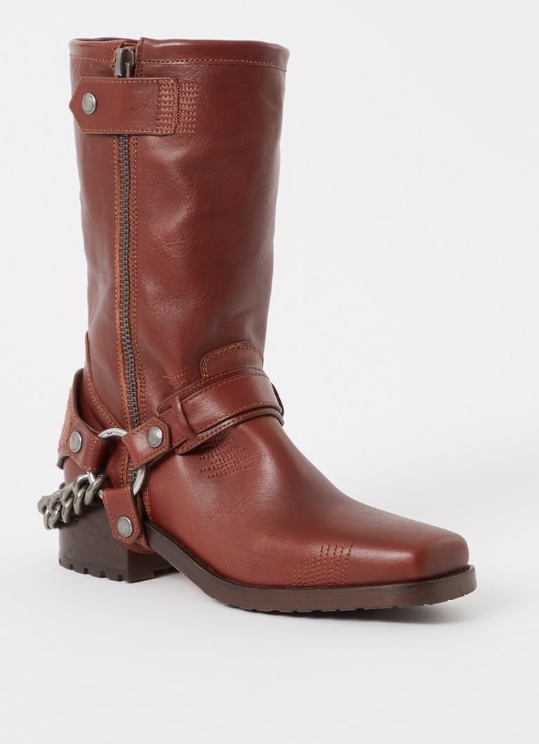 Zadig&Voltaire - Igata biker boot van kalfsleer - Roodbruin