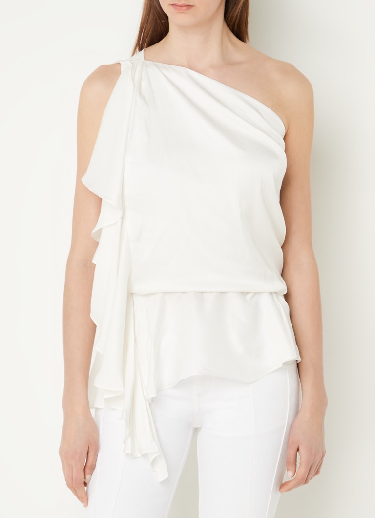 Zadig&Voltaire Judo one shoulder top van satijn met volants • Wit • de ...