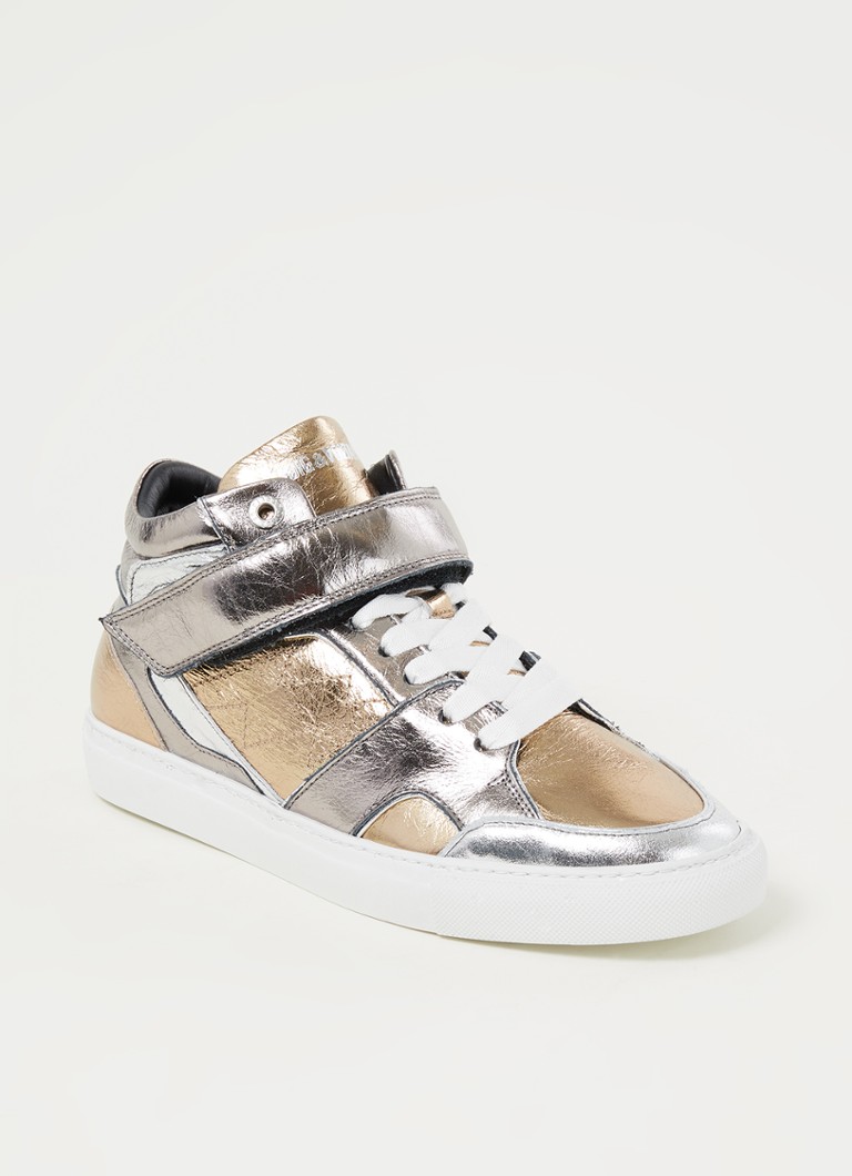 Zadig&Voltaire - Mid Flash sneaker van leer met metallic finish - Zilver