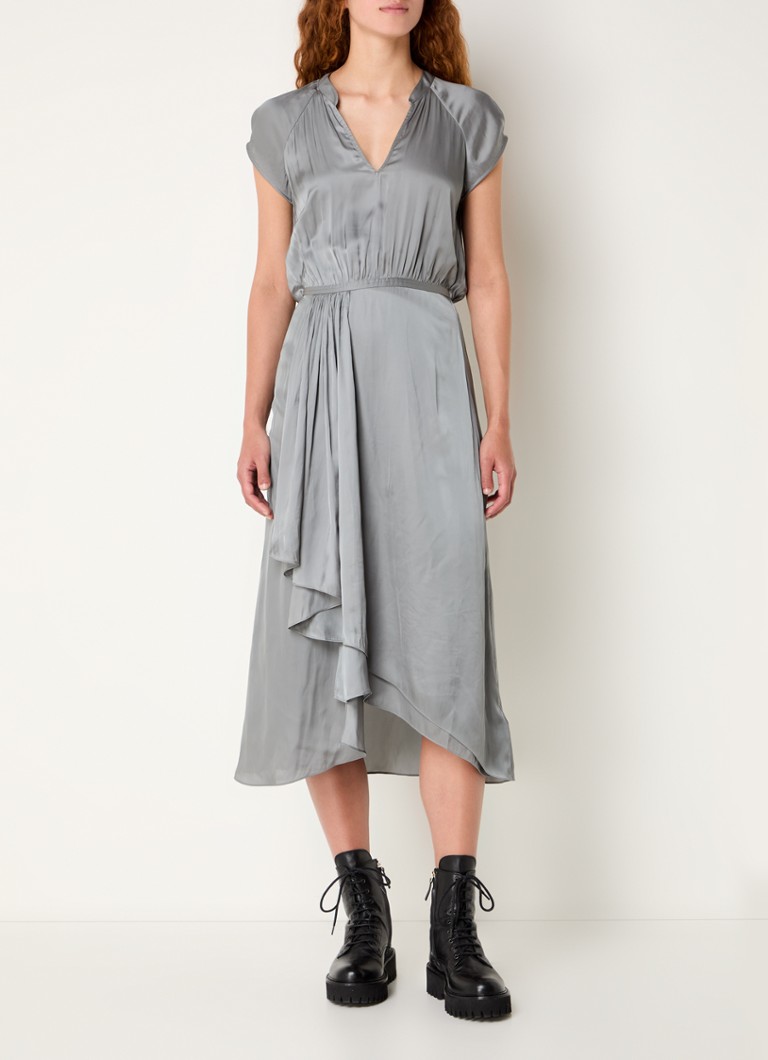 Zadig&Voltaire - Randall midi jurk van satijn met asymmetrische zoom - Grijs