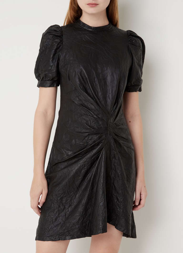 Zadig&Voltaire - Rixe Cuir Froisse  mini jurk van lamsleer - Zwart