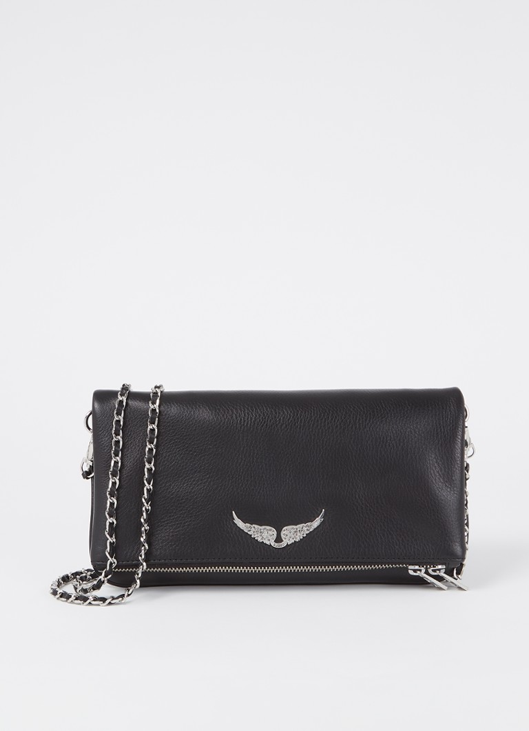 Zadig&Voltaire - Rock clutch van leer met afneembare schouderriem  - Zwart