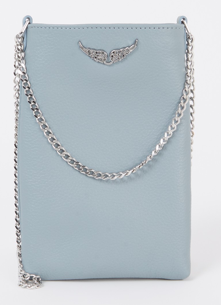 Zadig&Voltaire - Rock crossbody telefoonhoes van leer - Blauwgrijs