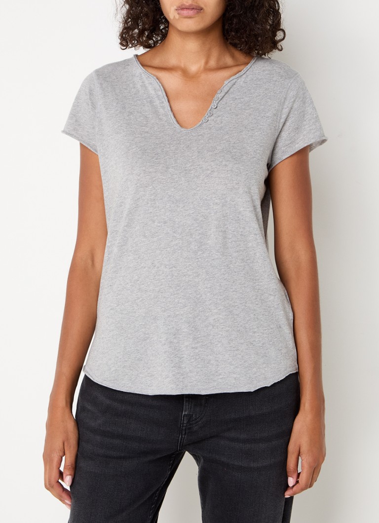 Zadig&Voltaire - Tunisien T-shirt met backprint en V-hals - Grijsmele