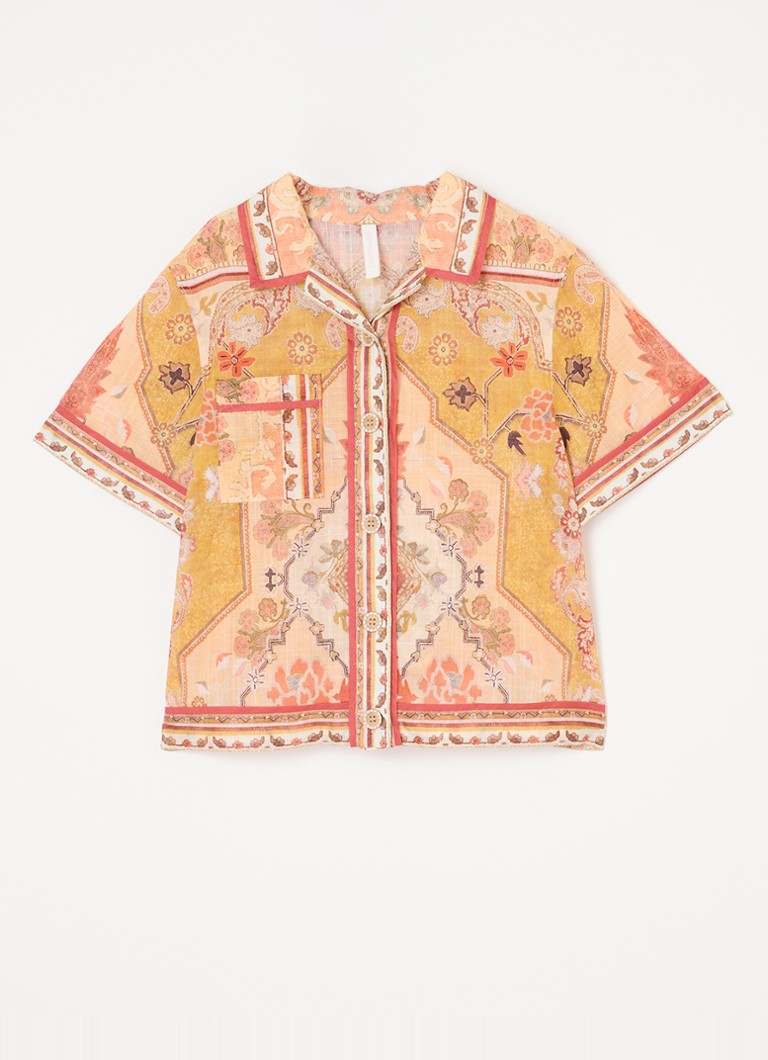 Zimmermann - Wylie blouse met print - Mosterd