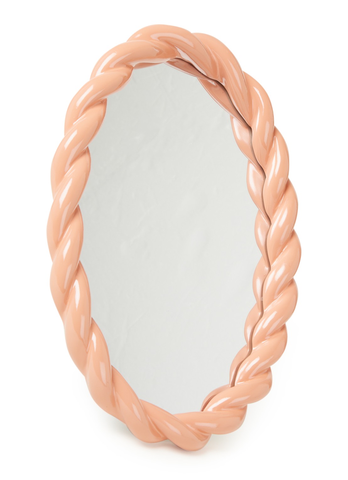 &Klevering Braid Oval spiegel - voorkant perzikroze
