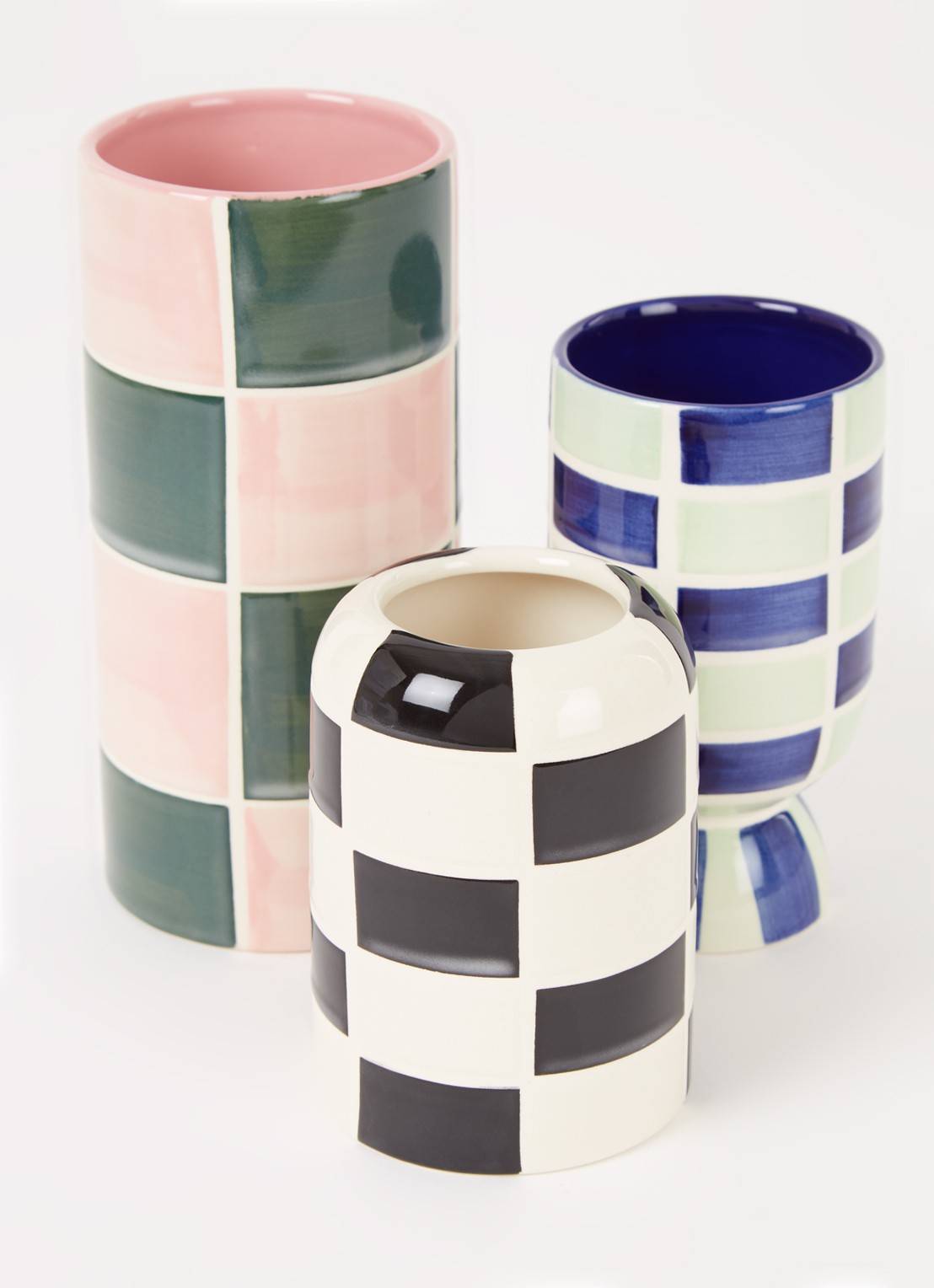 &Klevering Caré vaas set van 3 - detail multicolor