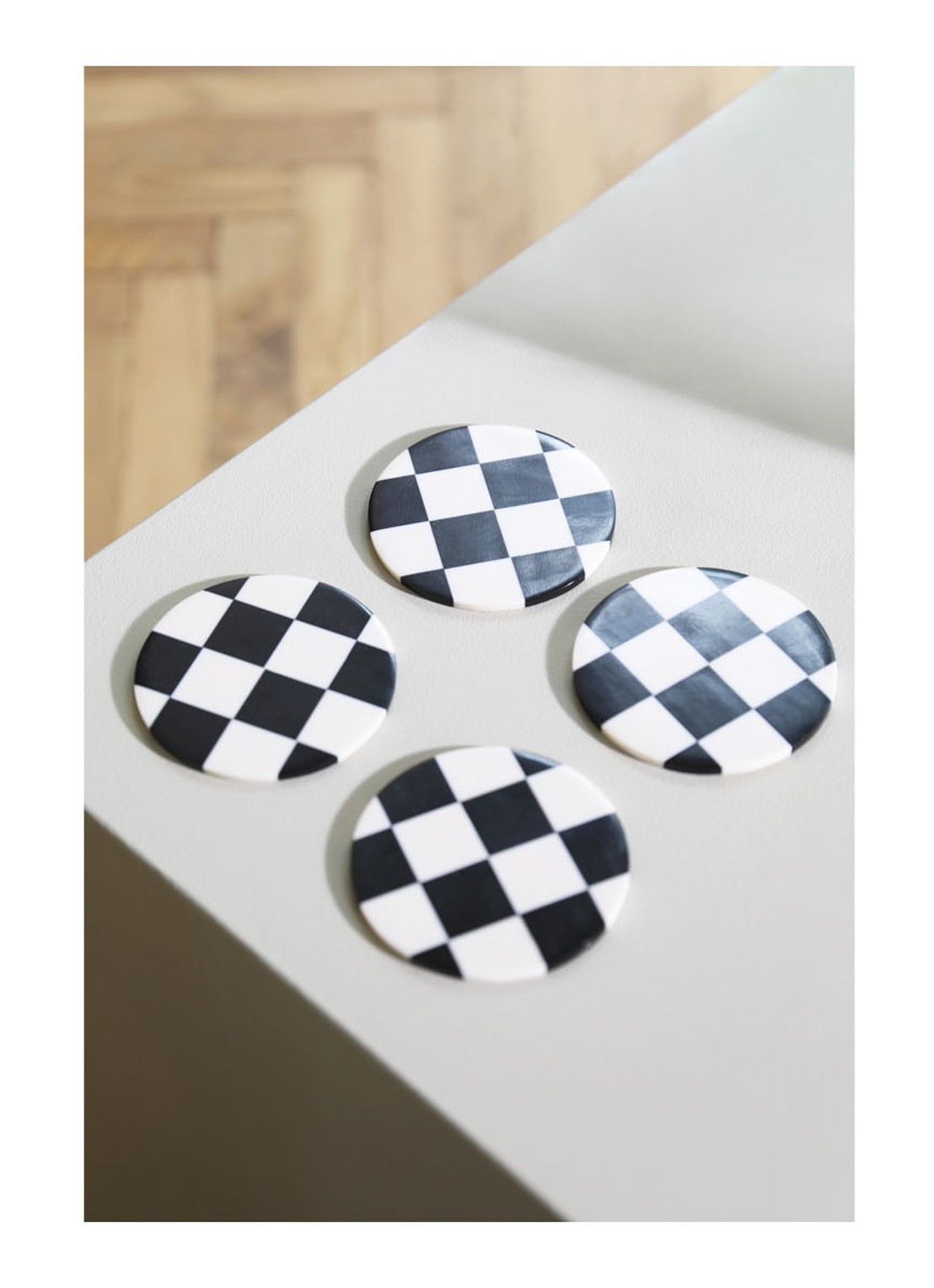 &Klevering Check onderzetter set van 4 - voorkant 2 zwart