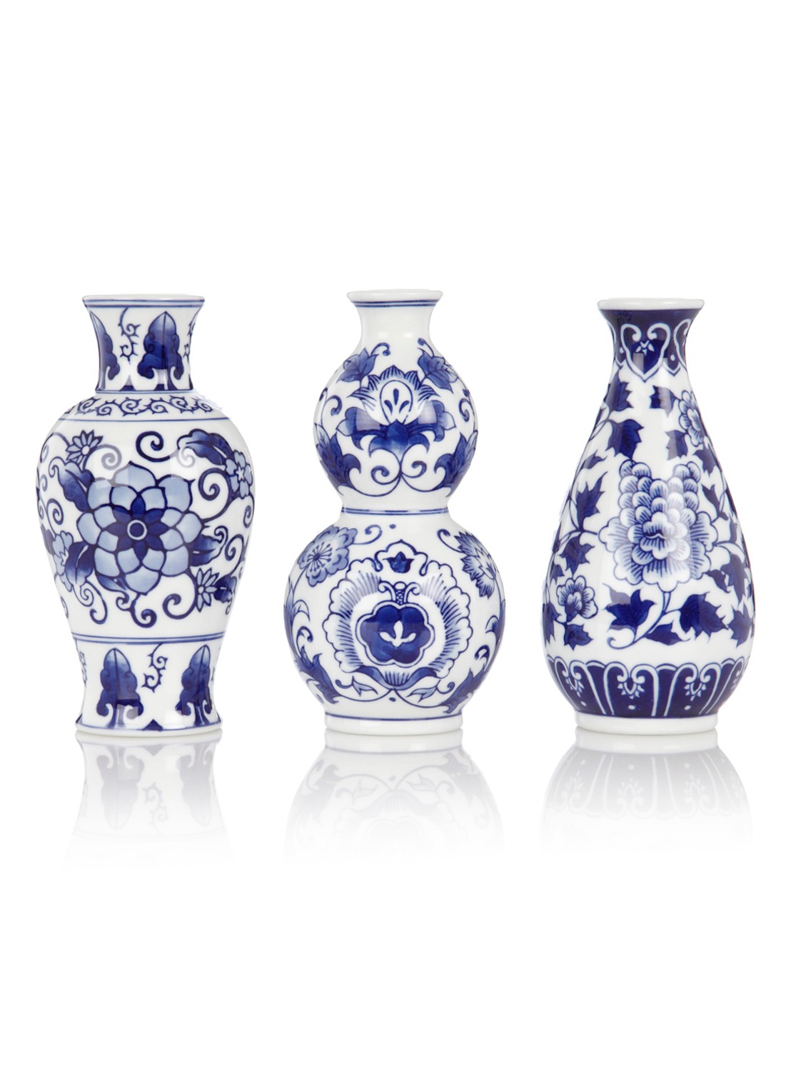&Klevering Dutch Delight vazen in set van 3 - voorkant blauw