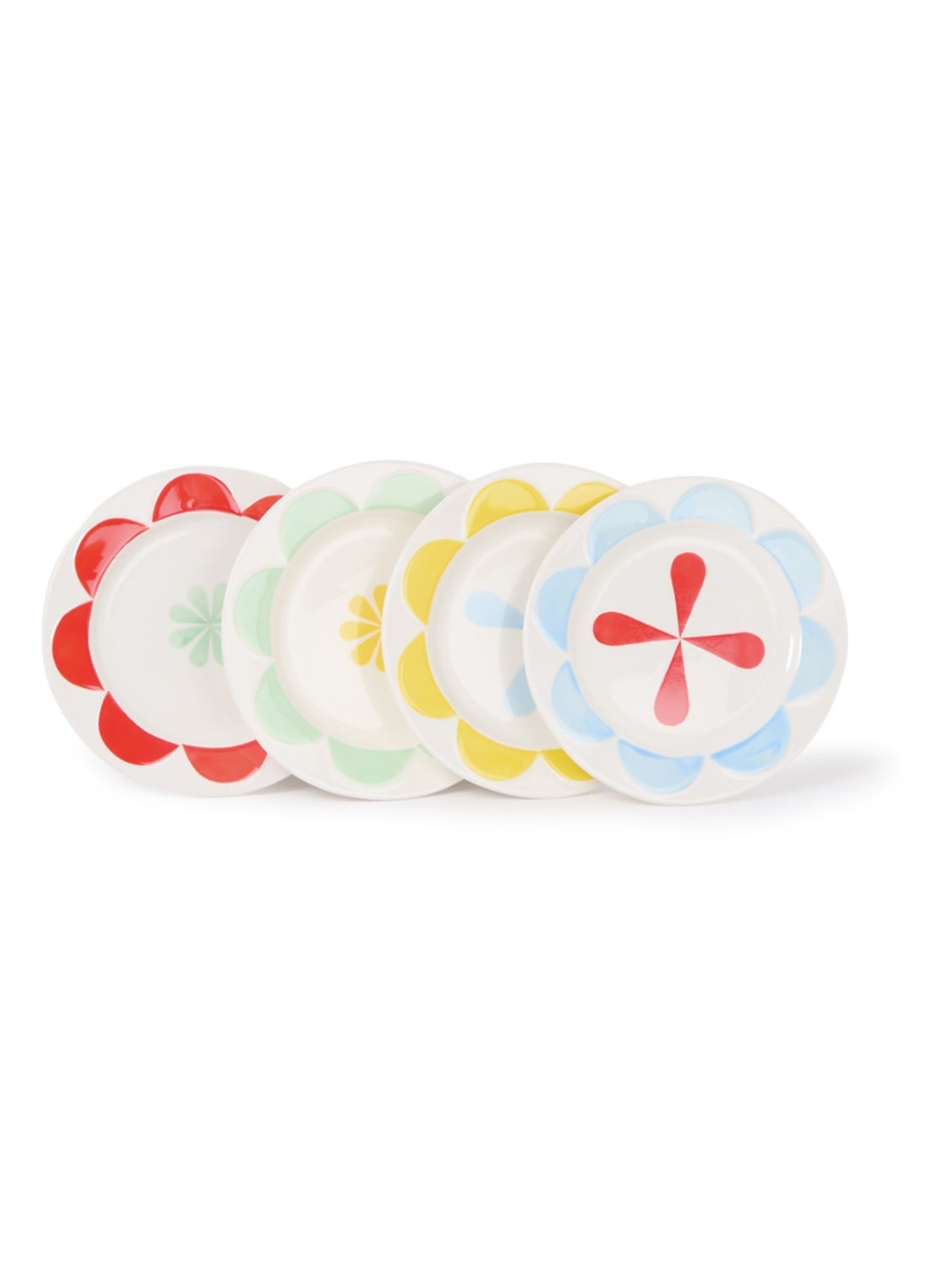 &Klevering Folk ontbijtbord 17,5 cm set van 4 - voorkant 3 wit
