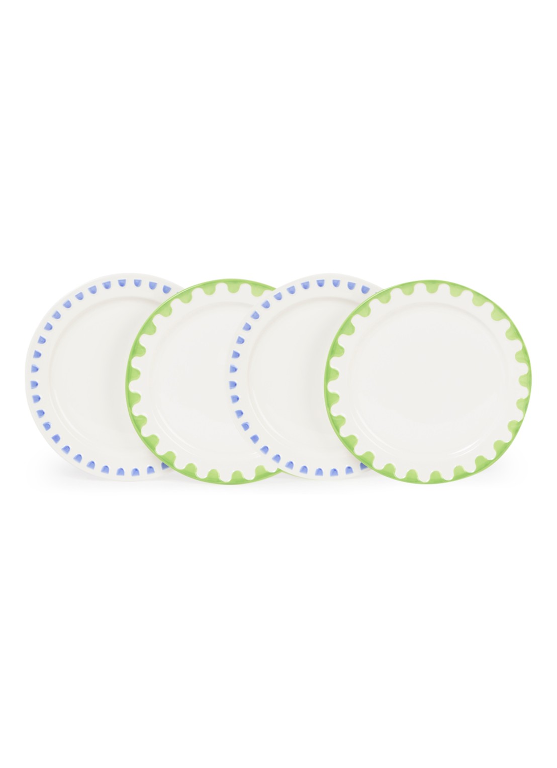 &Klevering Folk ontbijtbord 22,5 cm set van 4 - voorkant wit