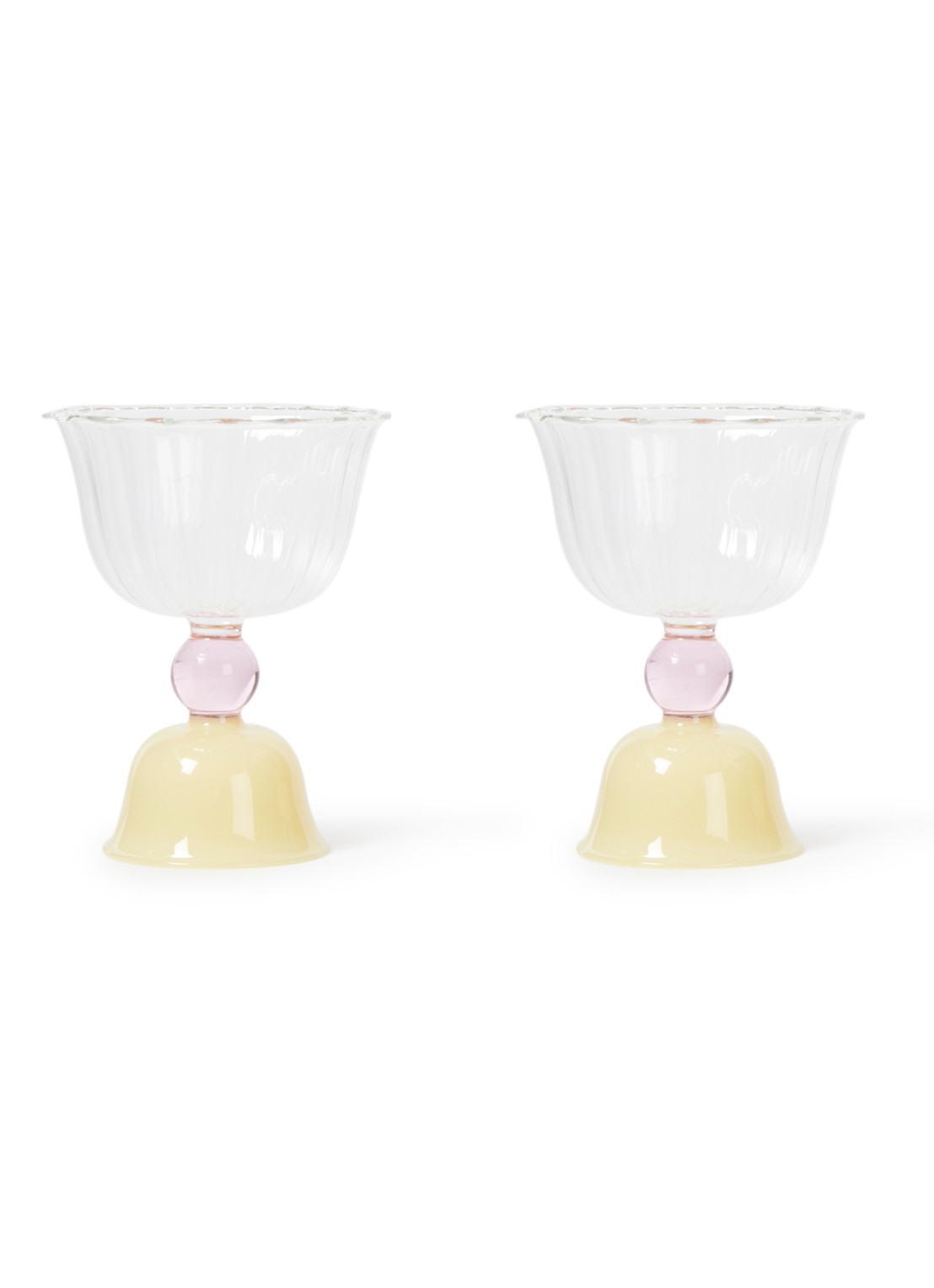 &Klevering Glass Tulip coupe 20 cl set van 2 - voorkant 2 mosterd