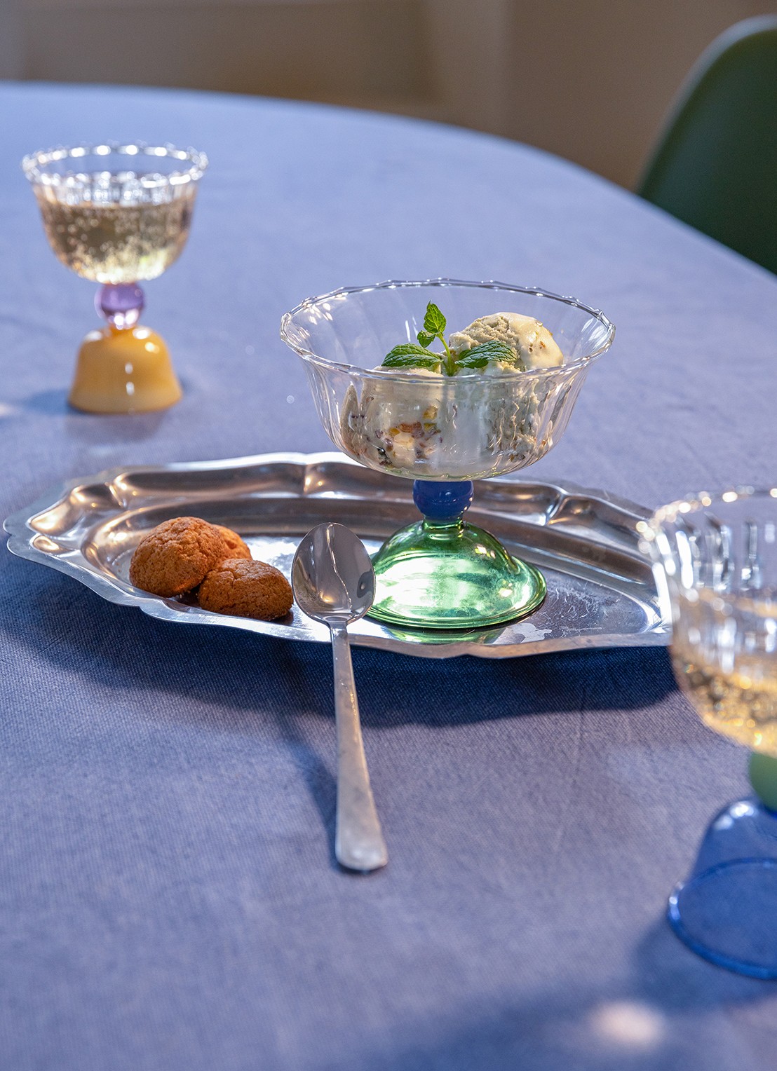 &Klevering Glazen tulp coupe set van 2 - achterkant 3 groen
