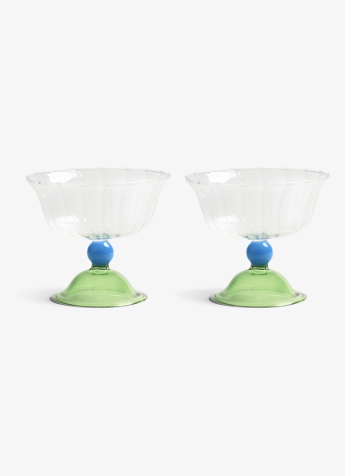 &Klevering Glazen tulp coupe set van 2 - voorkant groen