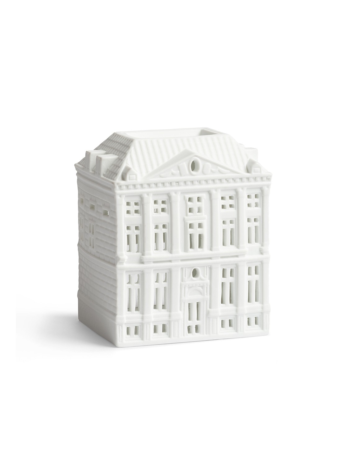 &Klevering Grachtenmuseum waxinelichthouder 14 cm - voorkant wit