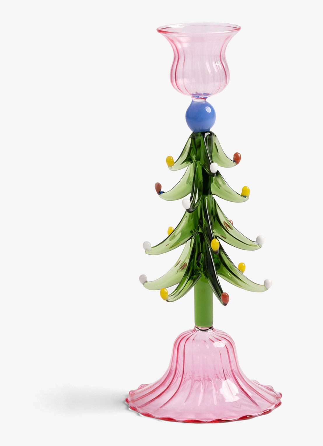 &Klevering Kerstboom kandelaar 19,5 cm - voorkant groen