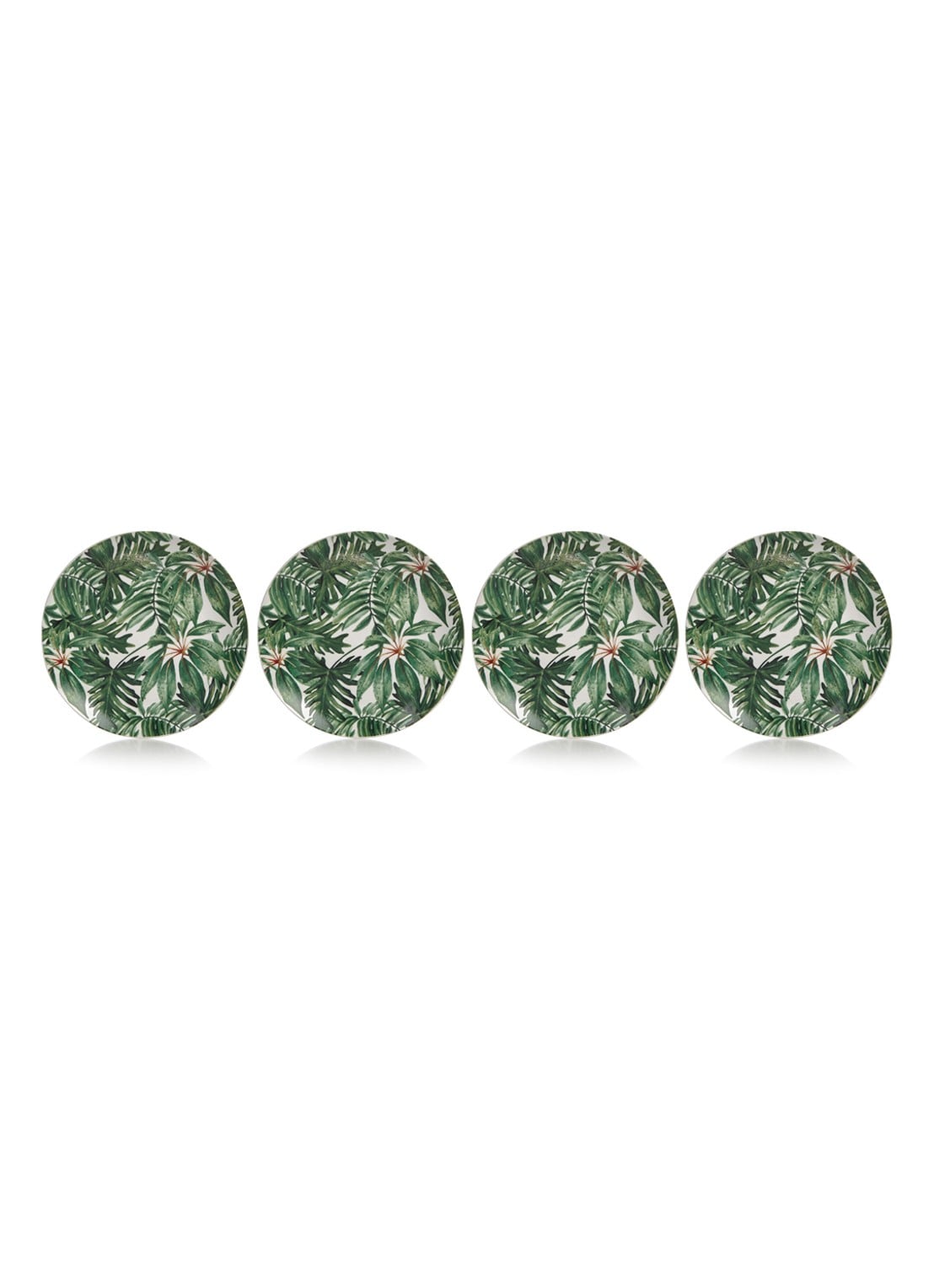 &Klevering Leaves ontbijtbord 21 cm set van 4 - voorkant groen