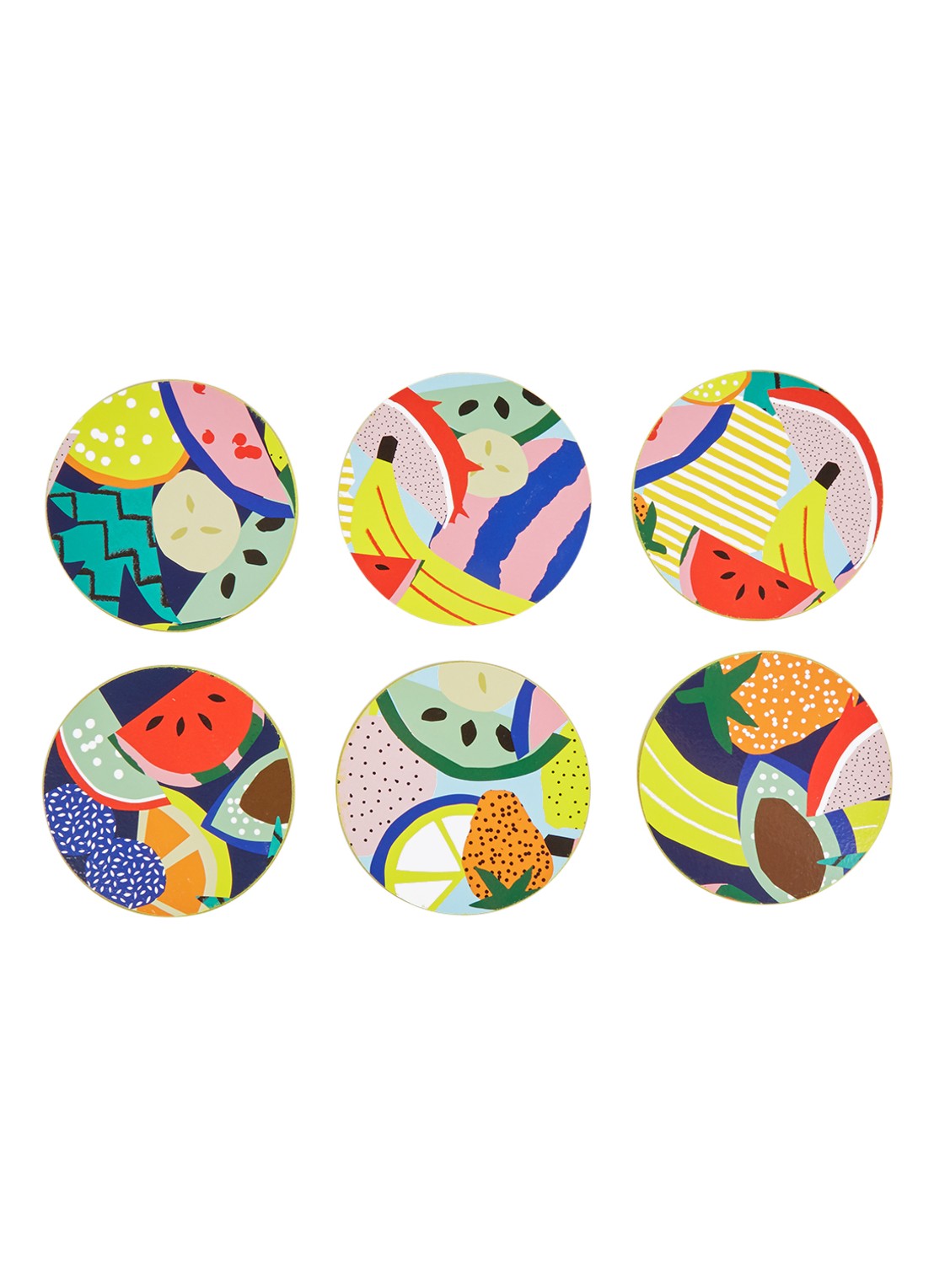 &Klevering Onderzetters van kurk set van 6 - voorkant multicolor